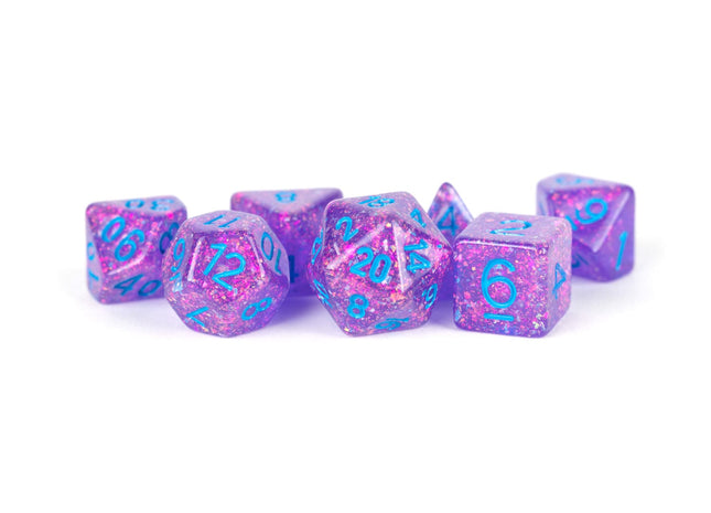 Gamers Guild AZ Metallic Dice Games 7-Die Set 16mm: Flash Dice - Purple Metallic Dice Games