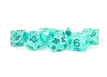 Gamers Guild AZ Metallic Dice Games 7-Die Set 16mm: Flash Dice - Teal - Black Friday AGD
