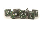Gamers Guild AZ Metallic Dice Games 7-Die Set 16mm: Icy Opal - Black with Silver Numbers Metallic Dice Games