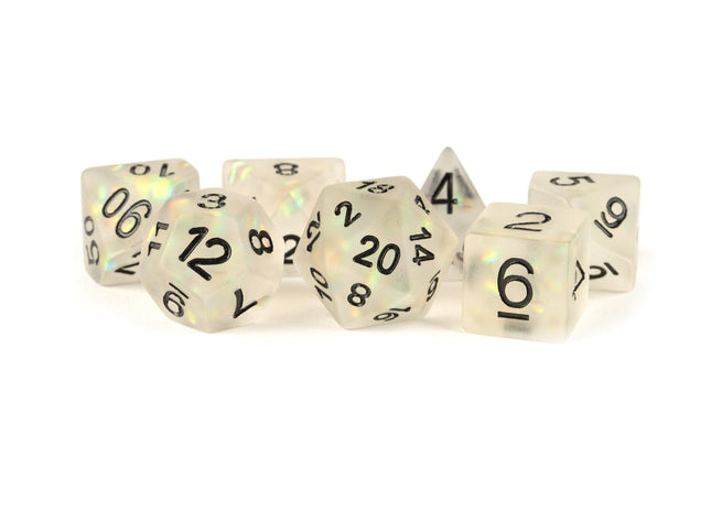 Gamers Guild AZ Metallic Dice Games 7-Die Set 16mm: Icy Opal - Clear Metallic Dice Games
