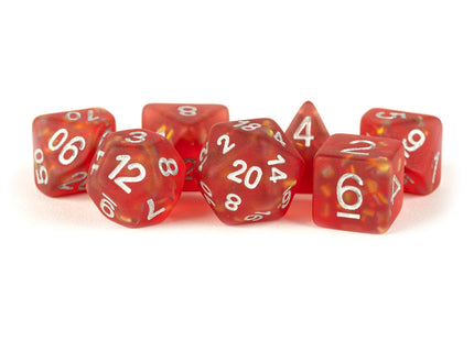 Gamers Guild AZ Metallic Dice Games 7-Die Set 16mm: Icy Opal - Red - Black Friday AGD
