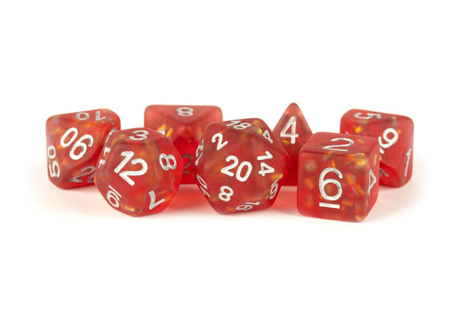 Gamers Guild AZ Metallic Dice Games 7-Die Set 16mm: Icy Opal - Red Metallic Dice Games