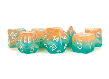 Gamers Guild AZ Metallic Dice Games 7-Die Set 16mm: Layered Stardust Sunset - Black Friday AGD