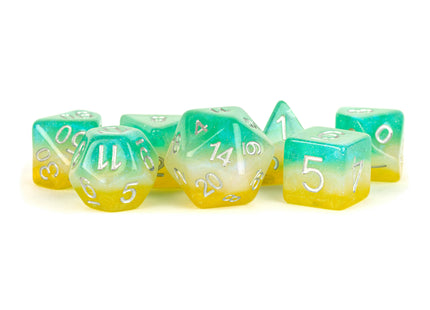 Gamers Guild AZ Metallic Dice Games 7-Die Set 16mm: Layered Stardust Tropics - Black Friday AGD