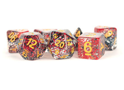 Gamers Guild AZ Metallic Dice Games 7-Die Set 16mm: Particle - Black and Red - Black Friday Discontinue