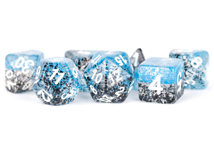 Gamers Guild AZ Metallic Dice Games 7-Die Set 16mm: Particle - Blue and Black Metallic Dice Games