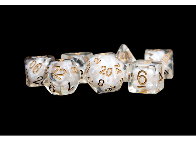 Gamers Guild AZ Metallic Dice Games 7-Die Set 16mm: Pearl - Copper Numbers - Black Friday AGD