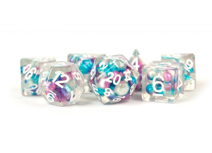 Gamers Guild AZ Metallic Dice Games 7-Die Set 16mm: Pearl - Gradient Purple, Teal, and White - Black Friday AGD