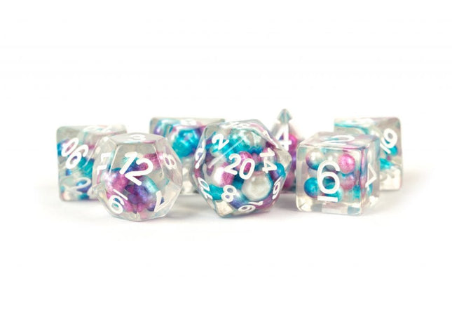 Gamers Guild AZ Metallic Dice Games 7-Die Set 16mm: Pearl - Gradient Purple, Teal, and White - Black Friday AGD