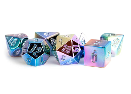 Gamers Guild AZ Metallic Dice Games 7-Die Set 16mm: Rainbow Aegis Uninked Metallic Dice Games