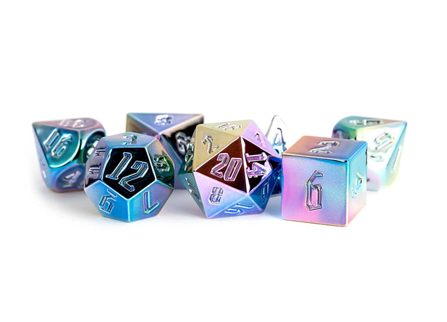 Gamers Guild AZ Metallic Dice Games 7-Die Set 16mm: Rainbow Aegis Uninked Metallic Dice Games