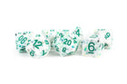 Gamers Guild AZ Metallic Dice Games 7-Die Set 16mm: Recycled Rainbow Dice with Green Numbers Metallic Dice Games
