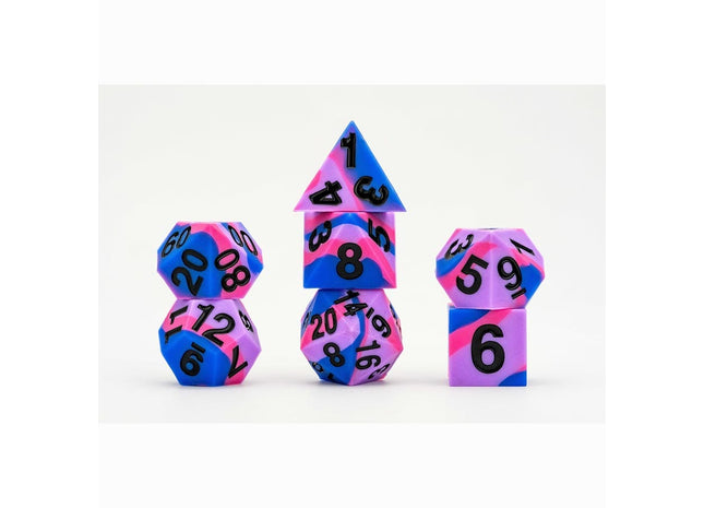 Gamers Guild AZ Metallic Dice Games 7-Die Set 16mm: Sharp Edge Silicone Dice - Bisexual Metallic Dice Games