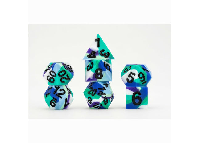 Gamers Guild AZ Metallic Dice Games 7-Die Set 16mm: Sharp Edge Silicone Dice - Gay Men Metallic Dice Games