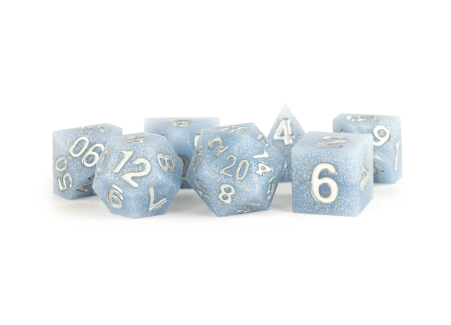 Gamers Guild AZ Metallic Dice Games 7-Die Set 16mm: Sharp Edge Silicone Dice - Glacial Debris Metallic Dice Games