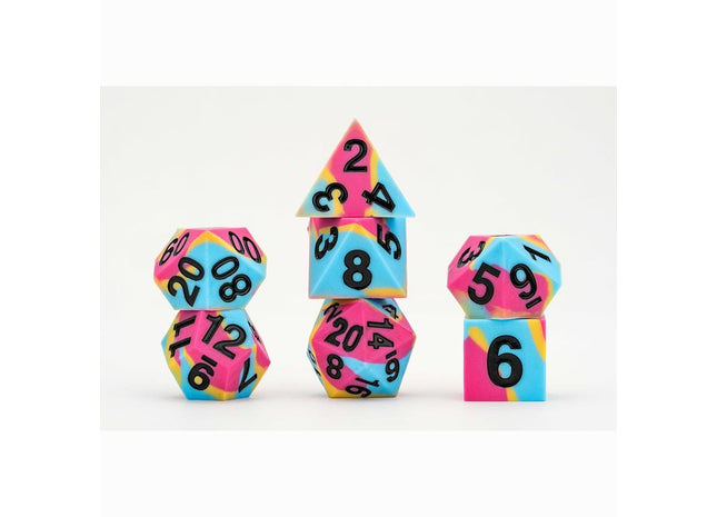 Gamers Guild AZ Metallic Dice Games 7-Die Set 16mm: Sharp Edge Silicone Dice - Pansexual Metallic Dice Games