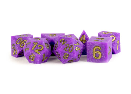 Gamers Guild AZ Metallic Dice Games 7-Die Set 16mm: Sharp Edge Silicone Dice - Regal Ricochet - Black Friday AGD