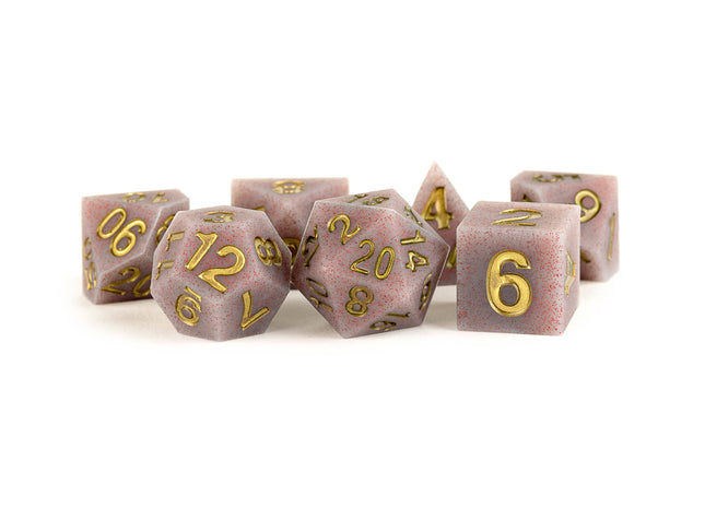 Gamers Guild AZ Metallic Dice Games 7-Die Set 16mm: Sharp Edge Silicone Dice - Volcanic Soot Metallic Dice Games
