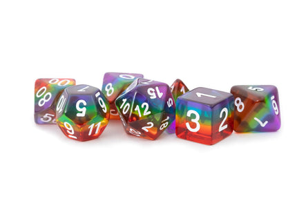 Gamers Guild AZ Metallic Dice Games 7-Die Set 16mm: Translucent Rainbow Metallic Dice Games