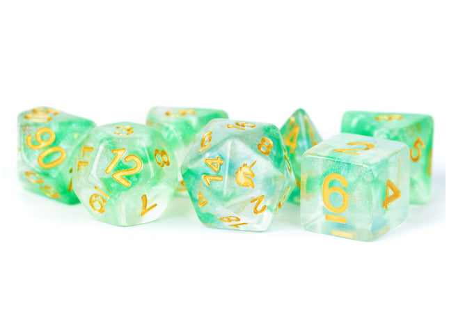 Gamers Guild AZ Metallic Dice Games 7-Die Set 16mm: Unicorn - Icy Everglades Metallic Dice Games