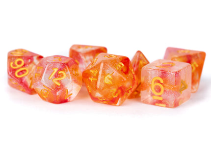 Gamers Guild AZ Metallic Dice Games 7-Die Set 16mm: Unicorn - Mystic Embers - Black Friday AGD