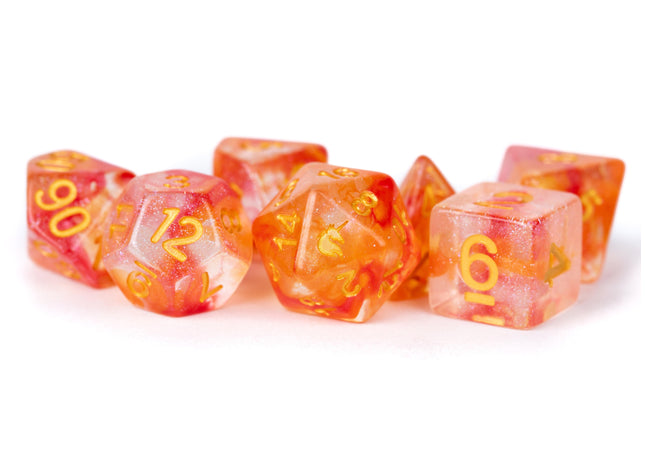 Gamers Guild AZ Metallic Dice Games 7-Die Set 16mm: Unicorn - Mystic Embers - Black Friday AGD