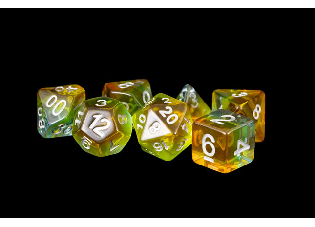 Gamers Guild AZ Metallic Dice Games 7-Die Set 16mm: Yelow Aurora Metallic Dice Games