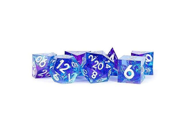 Gamers Guild AZ Metallic Dice Games 7-Die Set Handcrafted Sharp Edge: Oceanic Flare Metallic Dice Games