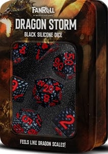 Gamers Guild AZ Metallic Dice Games Dragon Storm Silicone Dice Set: Black Dragon Scales - 7 Set RPG Dice Metallic Dice Games