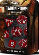 Gamers Guild AZ Metallic Dice Games Dragon Storm Silicone Dice Set: Red Dragon Scales - 7 Set RPG Dice Metallic Dice Games