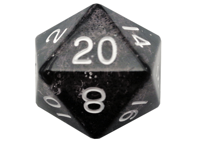 Gamers Guild AZ Metallic Dice Games Ethereal Black 35mm Mega Acrylic d20 Dice Metallic Dice Games