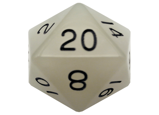 Gamers Guild AZ Metallic Dice Games Glow in the Dark Clear 35mm Mega Acrylic d20 Dice Metallic Dice Games