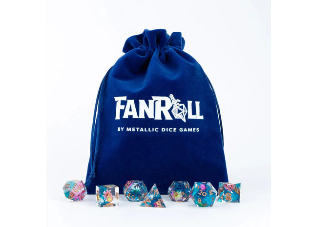 Gamers Guild AZ Metallic Dice Games MDG Blue  Velvet Dice Bag with Gold Satin - 4"x6" Metallic Dice Games