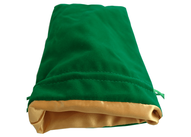 Gamers Guild AZ Metallic Dice Games MDG Large Green Velvet Dice Bag with Gold Satin - 6"x8" Metallic Dice Games