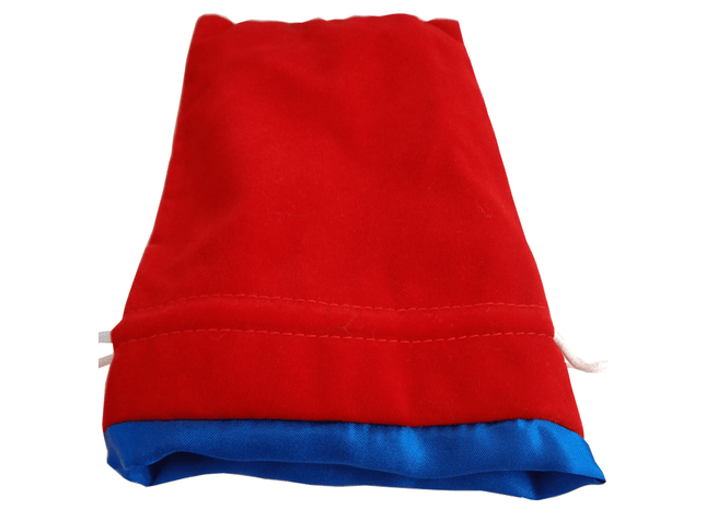 Gamers Guild AZ Metallic Dice Games MDG Large Red Velvet Dice Bag with Blue Satin - 6"x8" Metallic Dice Games