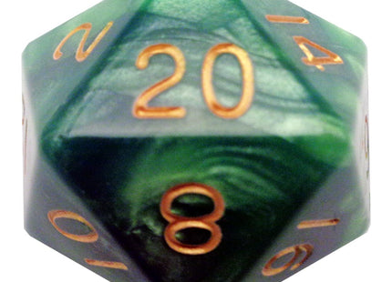 Gamers Guild AZ Metallic Dice Games Mega acrylic Green/Light Green with Gold Numbers 35mm Mega Acrylic d20 Dice Metallic Dice Games
