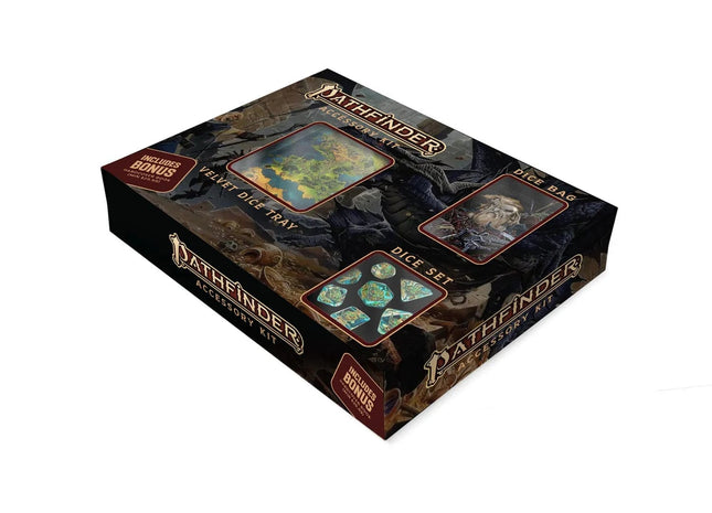 Gamers Guild AZ Metallic Dice Games Pathfinder Bundle (Dice Set, Dice Bag, & Dice Tray) Metallic Dice Games