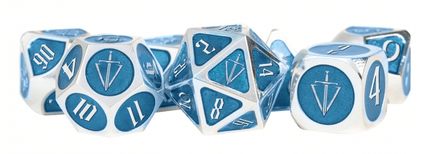 Gamers Guild AZ Metallic Dice Games Tales of the Valiant RPG: Metal Dice Set: Silver w/ Light Blue Enamel (Pre-Order) ACD Distribution