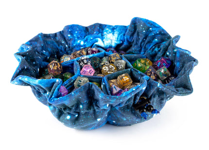 Gamers Guild AZ Metallic Dice Games Velvet Compartment Dice Bag with Pockets: Galaxy Metallic Dice Games