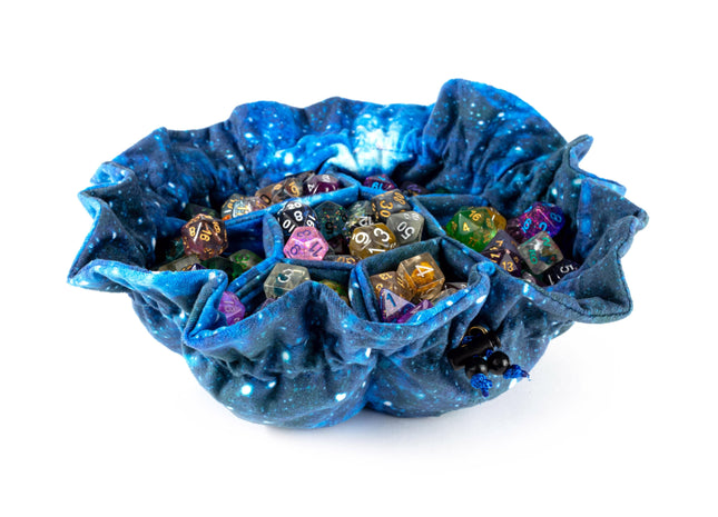 Gamers Guild AZ Metallic Dice Games Velvet Compartment Dice Bag with Pockets: Galaxy Metallic Dice Games