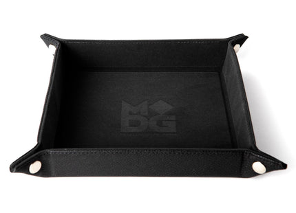 Gamers Guild AZ Metallic Dice Games Velvet Dice Tray With Leather Backing - Black Metallic Dice Games