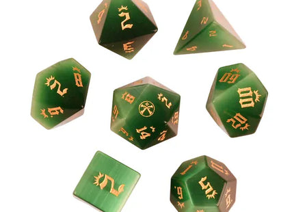 Gamers Guild AZ Misty Mountain Gaming Pathfinder: Green Cat's Eye Stone Dice Set (Pre-Order) Quartermaster Direct