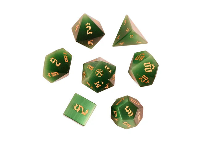 Gamers Guild AZ Misty Mountain Gaming Pathfinder: Green Cat's Eye Stone Dice Set (Pre-Order) Quartermaster Direct