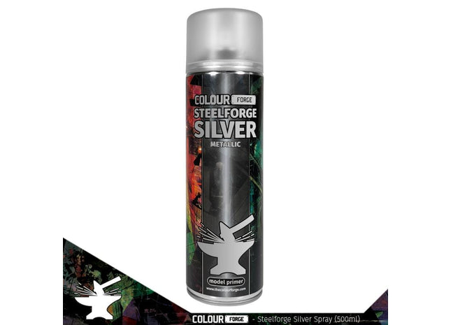 Gamers Guild AZ Monument Hobbies Colour Forge Spray: Steelforge Silver (500ml) (Pre-Order) Monument Hobbies