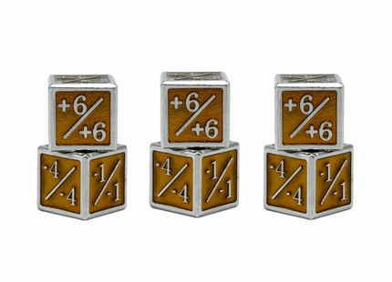 Gamers Guild AZ Norse Foundry 1/+1 & -1/-1 D6 Yellow Pack of 6 Ccg Metal Dice Norse Foundry