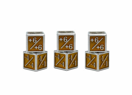 Gamers Guild AZ Norse Foundry 1/+1 & -1/-1 D6 Yellow Pack of 6 Ccg Metal Dice Norse Foundry