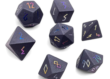 Gamers Guild AZ Norse Foundry Hematite - Raised Holographic 7 Piece RPG Set Gemstone Dice Norse Foundry
