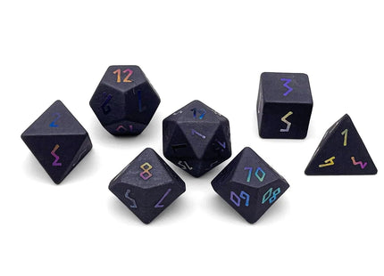 Gamers Guild AZ Norse Foundry Hematite - Raised Holographic 7 Piece RPG Set Gemstone Dice Norse Foundry