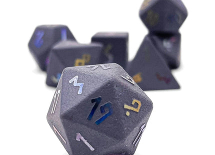 Gamers Guild AZ Norse Foundry Hematite - Raised Holographic 7 Piece RPG Set Gemstone Dice Norse Foundry