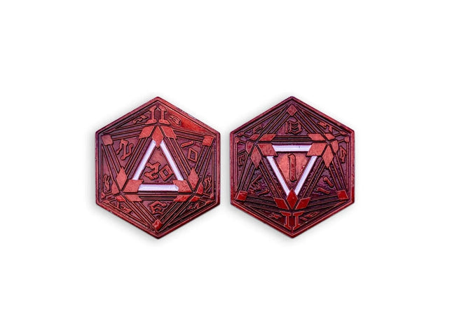 Gamers Guild AZ Norse Foundry Metal RPG Crit/Fail Coin - Red Plated 25mm Norse Foundry